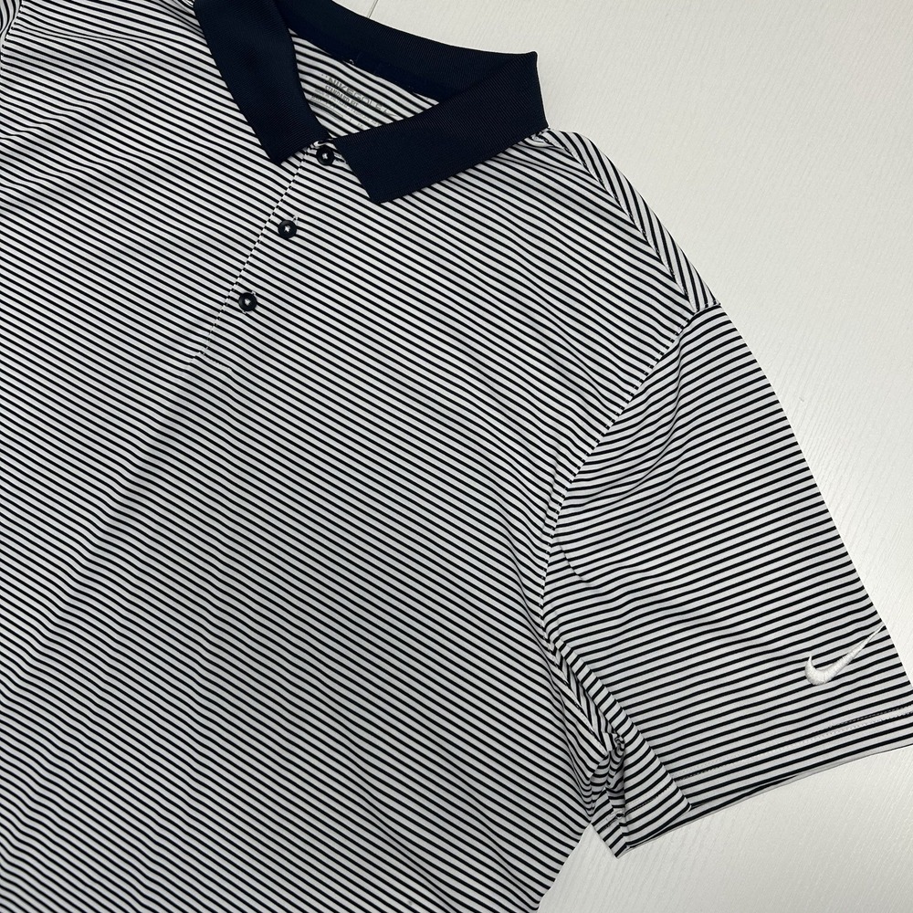 Nike Men's Dri-FIT Golf Polo Shirt Navy Blue White Stripe Short Sleeve SIZE XXL